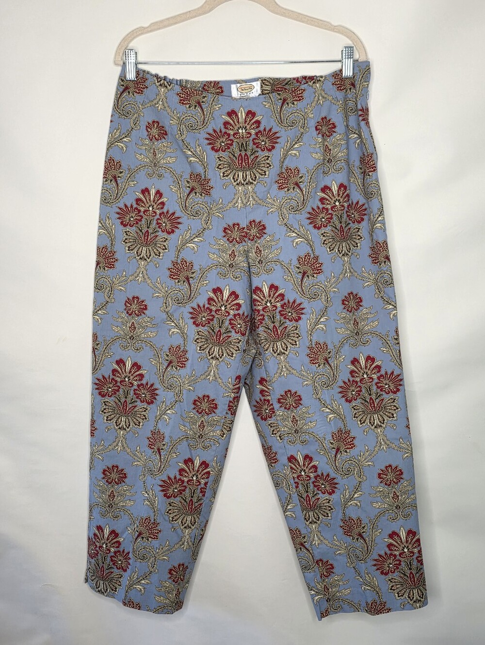 Talbots Woman Floral Hi-Rise Cropped Pants Size 14W Stretch Side Zip Trousers